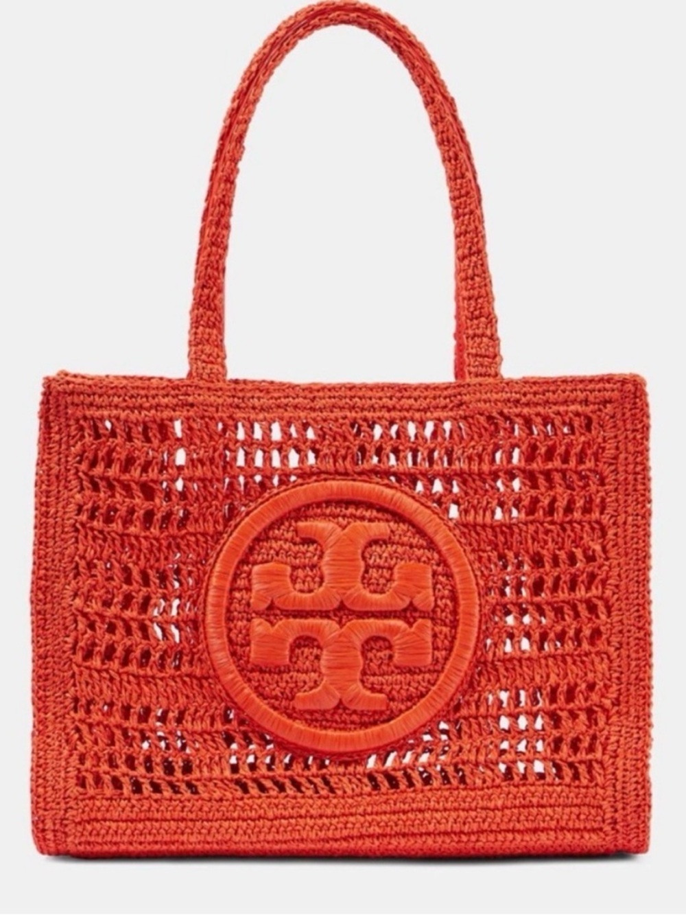 Tory Burch Orange Crochet Logo Tote